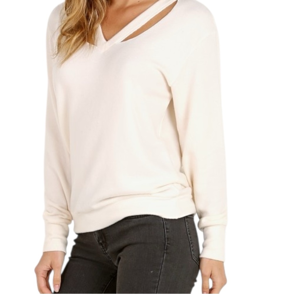 Lna Brushed Double Fallon V-Neck Sweater Sweatshirt S View 2
